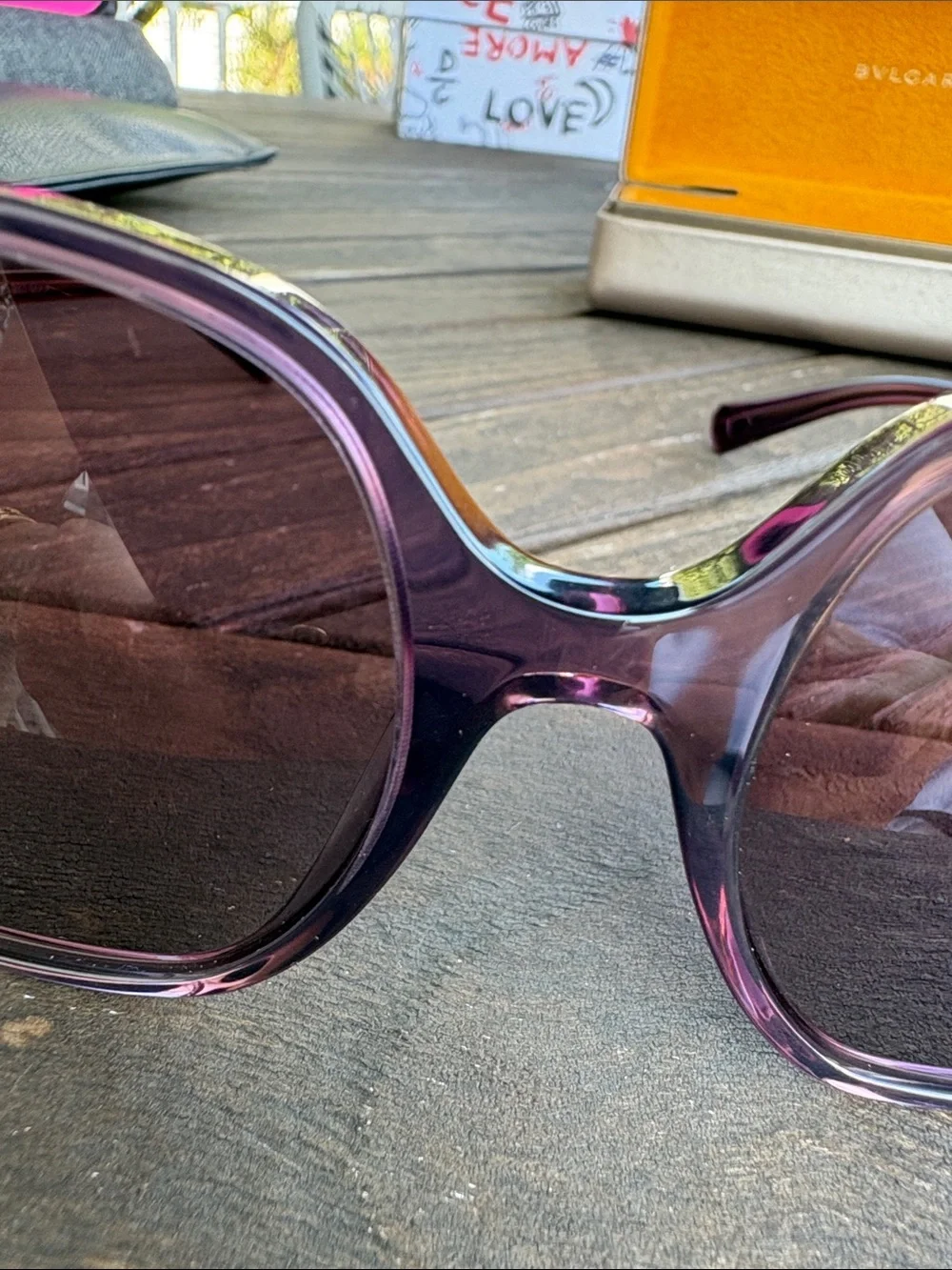 Bulgari Oversized Purple-Brown Gradient Women's Sunglasses
